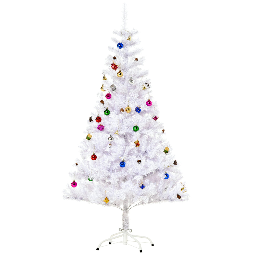 Sapin de Noël artificiel blanc de 5 pieds avec décorations