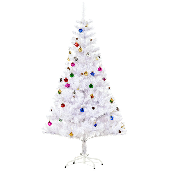 Sapin de Noël artificiel blanc de 5 pieds avec décorations