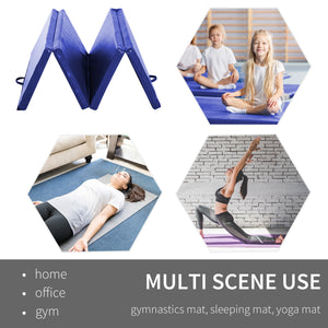 Tapis de gymnastique pliable 4'x6'x2'', avec poignées de transport, bleu