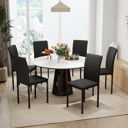 HOMCOM Set of 6 Modern Dining Chairs, High Back Tufted, Padded Seat, Steel Legs, Black