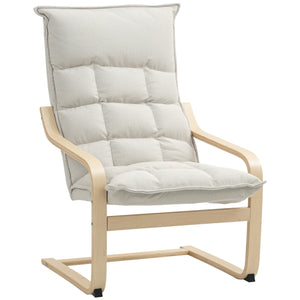 Fauteuil d'appoint rembourré avec pieds et accoudoirs incurvés, blanc crème