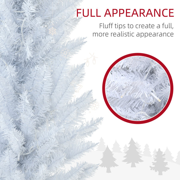 Sapin de Noël artificiel blanc de 6 pieds avec lumières LED blanc chaud