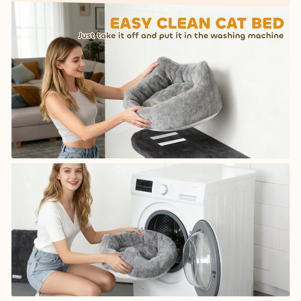 Arbre à chat mural avec griffoir et coussin