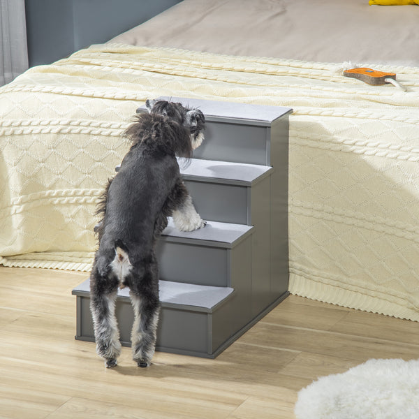 Dog stairs with non-slip mat, 40 x 59 x 54 cm, grey