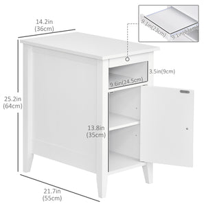 Table de chevet moderne en bois à 3 niveaux avec étagère coulissante, blanc