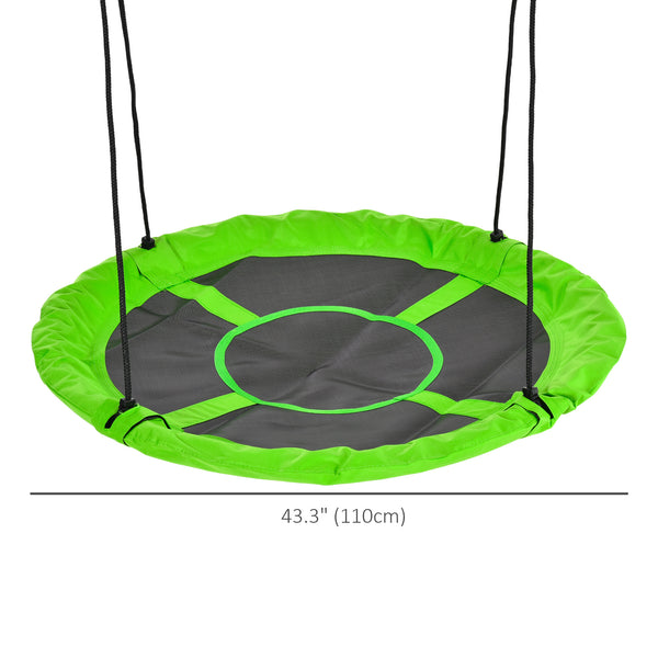 43.25" Saucer Swing, Nest Web Rope Seat with Adjustable Hanging Ropes, for Indoor Outdoor Children 3-12 Years Old, Green