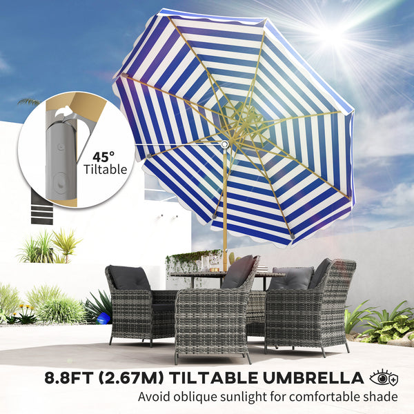 Parasol de 8,8 pieds avec manivelle, bleu
