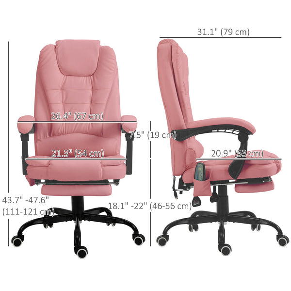 7-point vibrating massage chair with footrest, pink