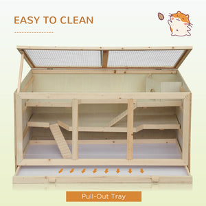 Cage en bois pour hamsters et rats avec toboggan et plateau