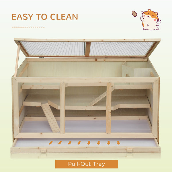 Cage en bois pour hamsters et rats avec toboggan et plateau