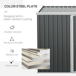 Abri de jardin en acier galvanisé 14 pi x 8 pi, avec portes verrouillables et aérations, gris
