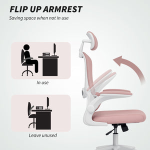 Ergonomic mesh office chair with lumbar support, pink