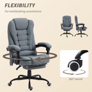 7-point vibrating massage chair with footrest, grey