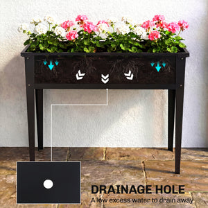 Jardinière surélevée avec coins renforcés, en métal sur pieds avec trou de drainage, noir