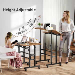 Height and tilt adjustable mobile desk