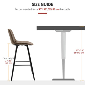 Set of 2 faux leather bar stools, brown