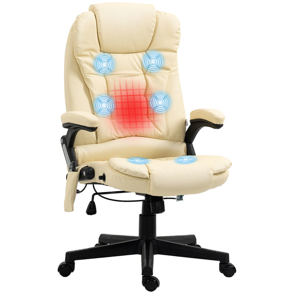 Adjustable heated and massaging office chair, beige