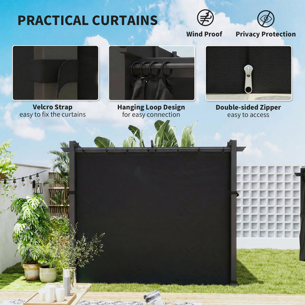 Pergola métallique avec toit coulissant et rétractable, 10 x 10, noire