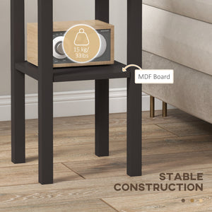 Table d'appoint à 2 niveaux avec tiroir et étagère, café