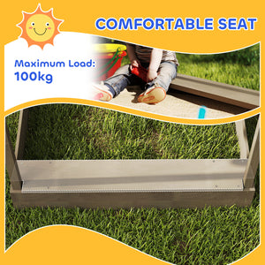 Outdoor Wooden Sandbox with Cover for 3-7 Years Old, Backyard, Grey
