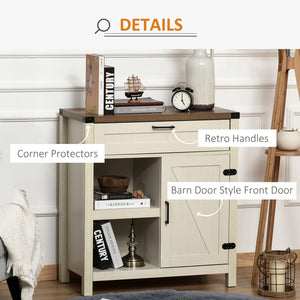 Buffet de rangement style rustique avec portes de grange, blanc
