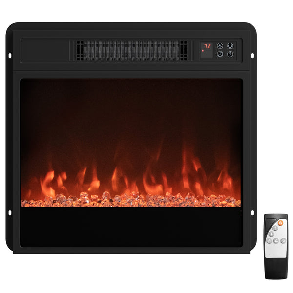 Insert de cheminée électrique de 5000 BTU de 18 pouces avec télécommande et luminosité - Noir