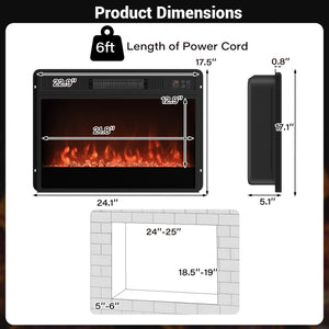 Insert de cheminée électrique de 5000 BTU de 23 pouces avec télécommande et luminosité - Noir