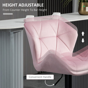 Set of 2 pink velvet fabric bar stools