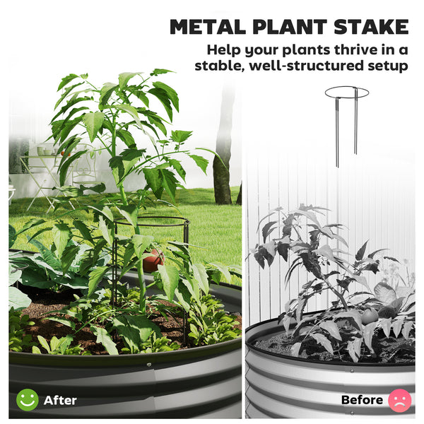 Jardinière d'extérieur surélevée en acier galvanisé avec tuteur en métal, gris foncé