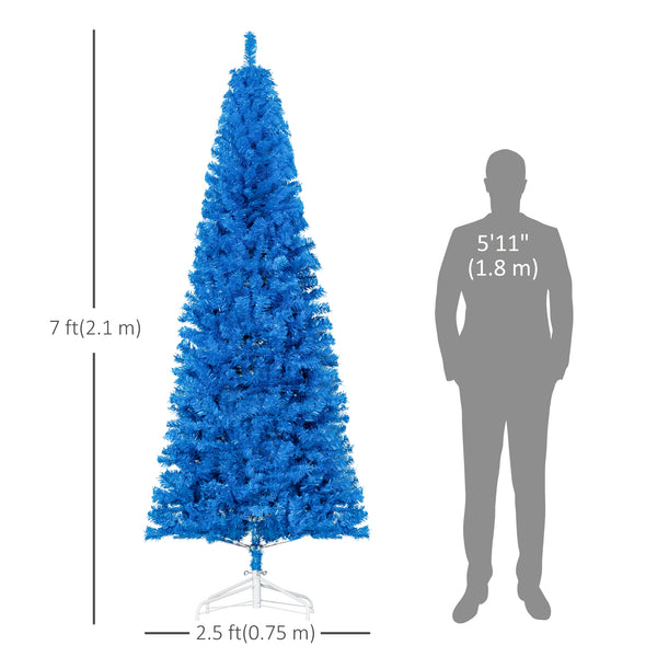 Sapin de Noël artificiel bleu de 7 pieds