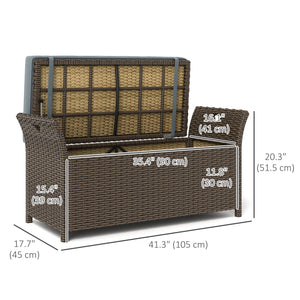 Banc de rangement d'extérieur 2 en 1 en rotin PE