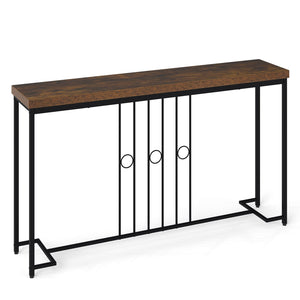 55" Industrial Console Table with H-Frame - Brown