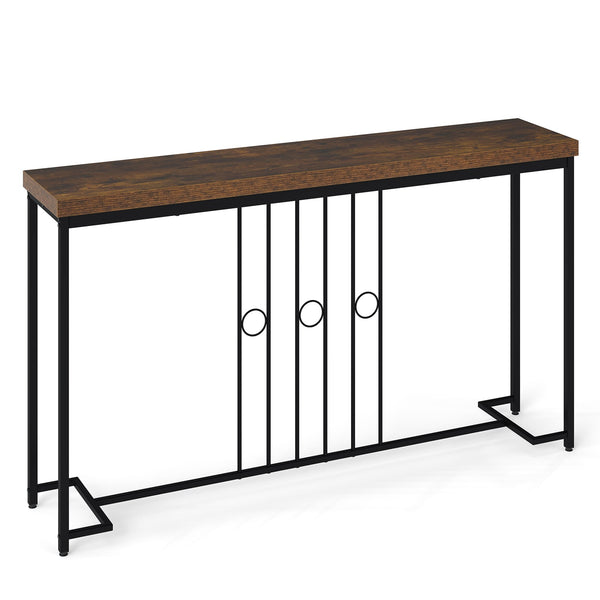55" Industrial Console Table with H-Frame - Brown