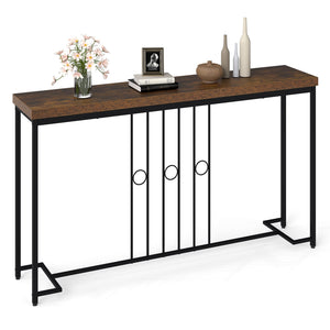 55" Industrial Console Table with H-Frame - Brown