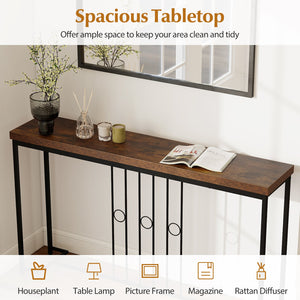 55" Industrial Console Table with H-Frame - Brown