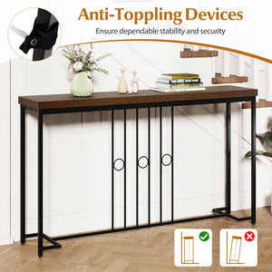 55" Industrial Console Table with H-Frame - Brown