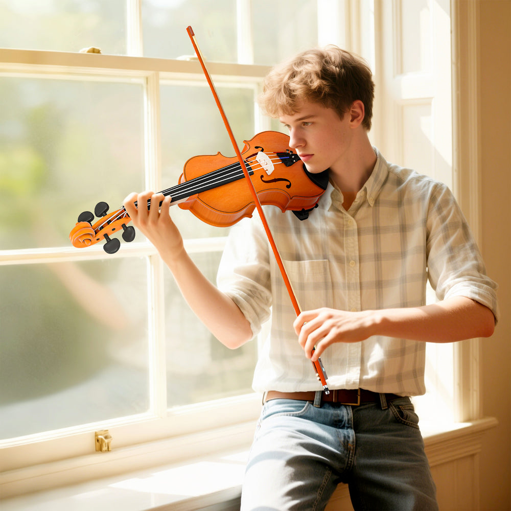 Violon 4/4 pleine grandeur avec archet, étui, colophane et épaulière