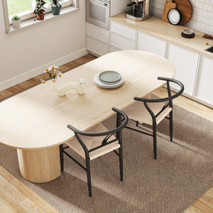 Ensemble de 2 chaises de salle à manger en tissu tressé, style moderne