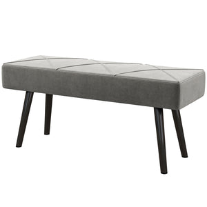 Banc de chambre rembourré avec pieds en acier, gris