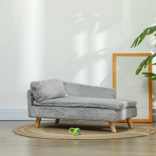 Canapé-lit pour chiens de taille moyenne avec coussin, oreiller, housse amovible et lavable, gris clair