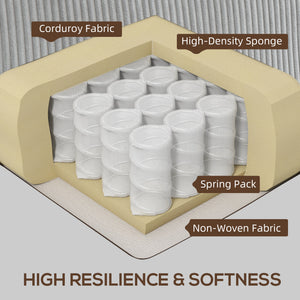 Canapé 3 places en tissu avec coussin à ressorts et porte-gobelets, gris clair