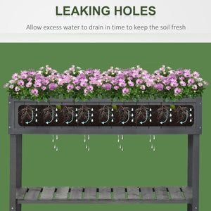 Jardinière surélevée en bois avec 8 compartiments, gris foncé