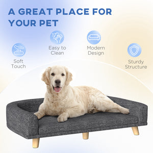 Canapé pour grands chiens avec housse lavable et coussinets antidérapants, gris foncé