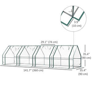 Mini portable greenhouse with roll-up zippered doors, transparent