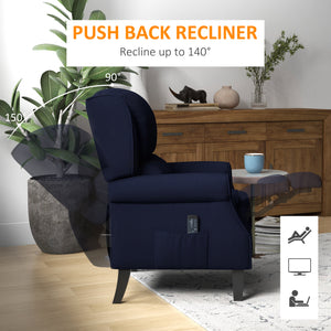 Fauteuil de massage inclinable à dossier relevable, bleu