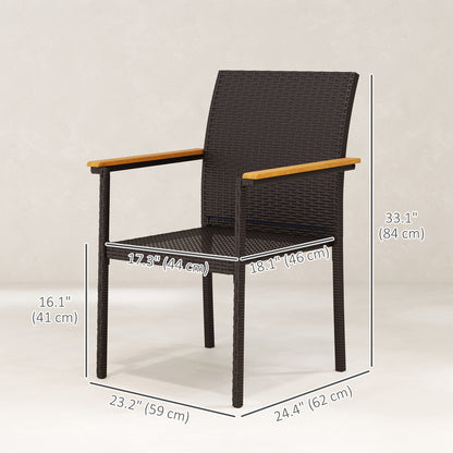 Lot de 2 chaises de jardin empilables en osier avec coussin amovible et accoudoirs, bleu marine