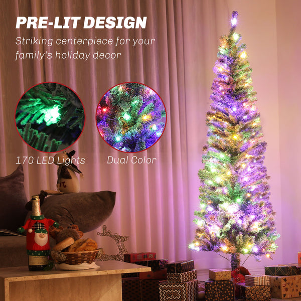 Sapin de Noël artificiel pré-éclairé givré de 6 pieds avec télécommande