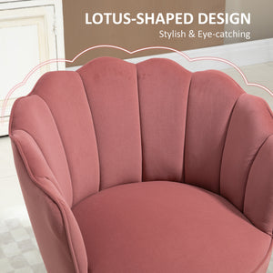 Fauteuil avec tissu velours et pieds en bois, rose