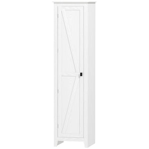 Armoire de rangement de cuisine style ferme 67" avec porte de grange et étagères réglables, blanc