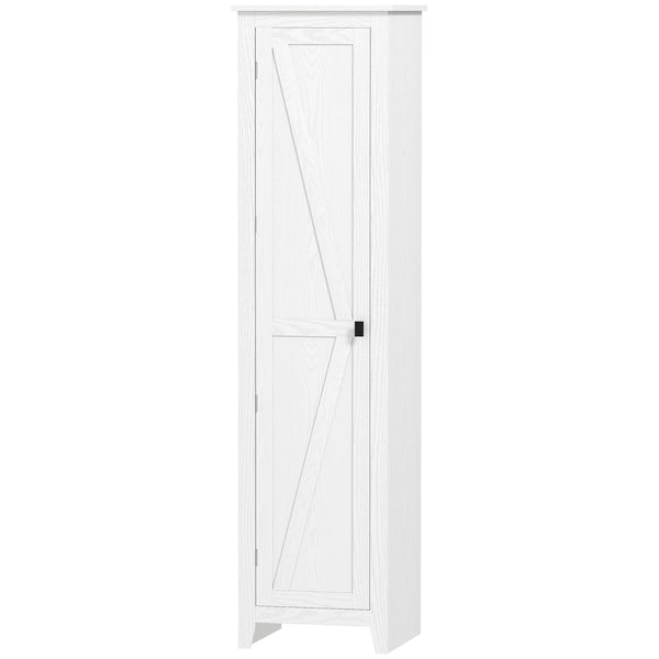 Armoire de rangement de cuisine style ferme 67" avec porte de grange et étagères réglables, blanc
